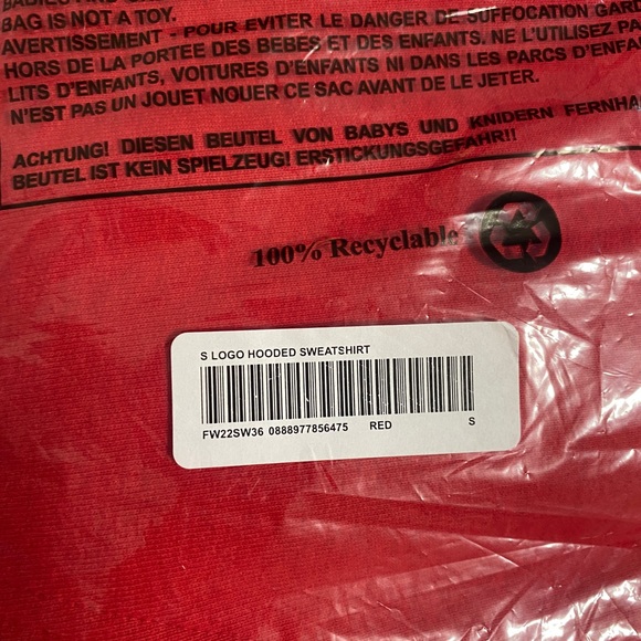 BNIP Supreme S Logo red hooded sweatshirt fW22 - Picture 3 of 3